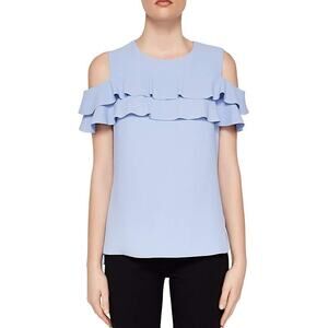 Ted Baker Hopee Blue Cold Shoulder Ruffle Top
